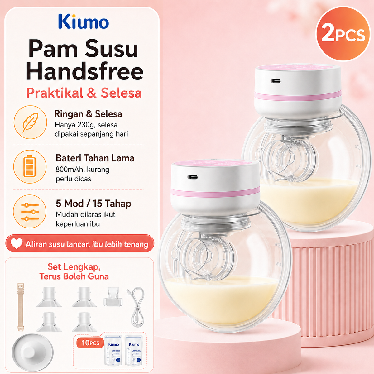 Kiumo Breast Pump Portable Wireless Wearable