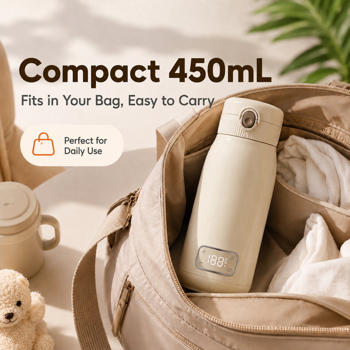 KIUMO Baby Milk Cup 3 Minutes Fast Heating Portable