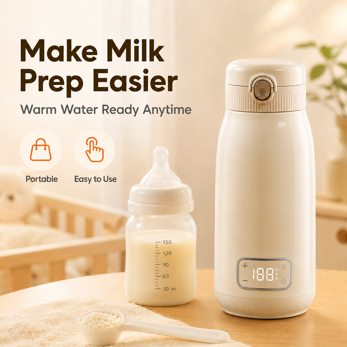 KIUMO Baby Milk Cup 3 Minutes Fast Heating Portable