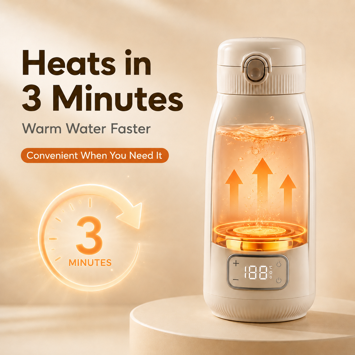 KIUMO Baby Milk Cup 3 Minutes Fast Heating Portable