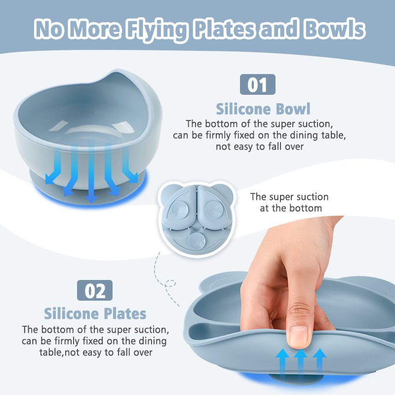 Kiumo Baby Silicone Baby Plate Set
